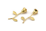 Gold Rose Charm, 2  Gold Plated Brass Flower Charms With 1 Loop, Pendants, Findings (39mm) N1200