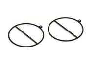 Black Circle Charm, 8 Textured Oxidized Black Plated Brass Round Shaped Charm With 1 Loop, Findings (41x38x0.50mm) D0721 S125