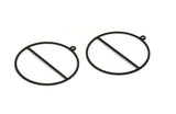 Black Circle Charm, 8 Textured Oxidized Black Plated Brass Round Shaped Charm With 1 Loop, Findings (41x38x0.50mm) D0721 S125