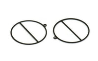 Black Circle Charm, 8 Textured Oxidized Black Plated Brass Round Shaped Charm With 1 Loop, Findings (41x38x0.50mm) D0721 S125