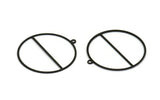 Black Circle Charm, 8 Textured Oxidized Black Plated Brass Round Shaped Charm With 1 Loop, Findings (41x38x0.50mm) D0721 S125
