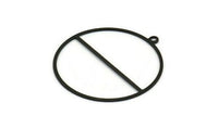 Black Circle Charm, 8 Textured Oxidized Black Plated Brass Round Shaped Charm With 1 Loop, Findings (41x38x0.50mm) D0721 S125