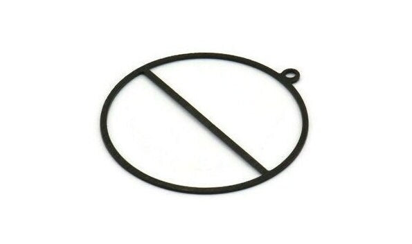Black Circle Charm, 8 Textured Oxidized Black Plated Brass Round Shaped Charm With 1 Loop, Findings (41x38x0.50mm) D0721 S125