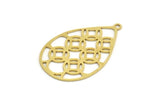 Brass Drop Charm, 8 Raw Brass Drop Charms With 1 Loop, Earrings, Findings (34x22x0.60mm) A5996