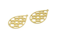 Brass Drop Charm, 8 Raw Brass Drop Charms With 1 Loop, Earrings, Findings (34x22x0.60mm) A5996