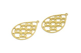 Brass Drop Charm, 8 Raw Brass Drop Charms With 1 Loop, Earrings, Findings (34x22x0.60mm) A5996