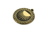 Brass Round Charm, Raw Brass Round Charm With 1 Loop, Sun Findings, Sun Rising Findings (28x25x1.5mm) N2250