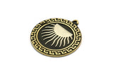 Brass Round Charm, Raw Brass Round Charm With 1 Loop, White Brass Sun Findings, White Brass Sun Rising (28x25x1.5mm) N2253