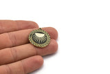 Brass Round Charm, Raw Brass Round Charm With 1 Loop, White Brass Sun Findings, White Brass Sun Rising (28x25x1.5mm) N2253