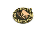 Brass Round Charm, Raw Brass Round Charm With 1 Loop, Copper Sun Findings, Copper Sun Rising (28x25x1.5mm) N2252