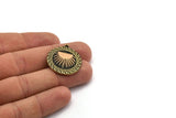 Brass Round Charm, Raw Brass Round Charm With 1 Loop, Copper Sun Findings, Copper Sun Rising (28x25x1.5mm) N2252