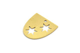 Brass D Shaped Charm, 12 Raw Brass D Shaped Charms With 1 Hole, Star Charms, Star Findings (17x16x0.60mm) A6067