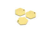 Brass Hexagon Charm, 24 Raw Brass Hexagon Charms With 1 Hole (12x11x0.80mm) A6105