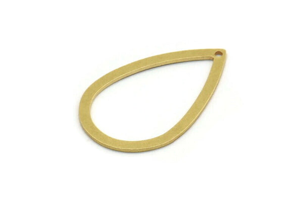 Brass Drop Charms, 12 Raw Brass Drop Charms With 1 Hole, Earring Charms, Findings (31x19x0.80mm) A6107
