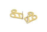 Brass Note Earring, 8 Raw Brass Sixteenth Note Shaped Stud Earrings (24x15x0.60mm) A6071