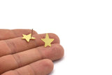 Brass Star Earring, 12 Raw Brass Star Shaped Stud Earrings (14x13x0.80mm) A6099