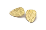 Brass Drop Earring, 2 Hammered Raw Brass Drop Stud Earrings With 1 Hole (37x26x1mm) D1151 A6037