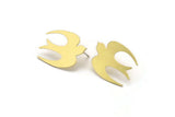 Brass Bird Earring, 6 Raw Brass Bird Stud Earrings (25x19x0.60mm) A6068