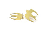 Brass Bird Earring, 6 Raw Brass Bird Stud Earrings (25x19x0.60mm) A6068