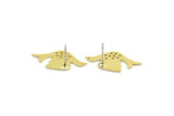 Brass Bird Earring, 8 Raw Brass Bird Stud Earrings (13x24x0.60mm) A6109