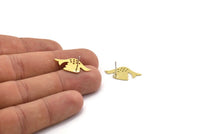 Brass Bird Earring, 8 Raw Brass Bird Stud Earrings (13x24x0.60mm) A6109