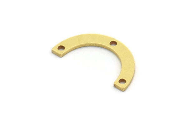 Brass Charm, 50 Raw Brass, Brass Pendants, Charm Pendants, U Shaped Charms, Brass Semi Circle Charms With 3 Holes (17x2.5x0.80mm) A5669