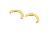Pirinç Charm, 12 Ham Pirinç, Pirinç Kolye Uçları, Charm Kolye Uçları, U Şeklinde Charmlar, 3 Delikli Pirinç Yarım Daire Charmlar (30x5x0,80 mm) A5666