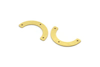 Pirinç Charm, 12 Ham Pirinç, Pirinç Kolye Uçları, Charm Kolye Uçları, U Şeklinde Charmlar, 3 Delikli Pirinç Yarım Daire Charmlar (30x5x0,80 mm) A5666