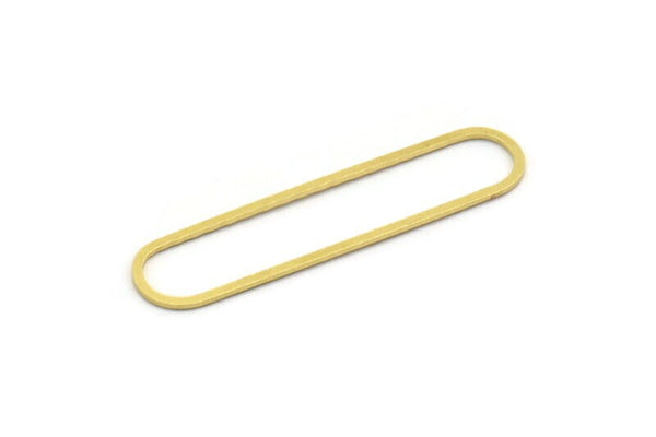 Pirinç Oval Charm, 24 Ham Pirinç Oval Charm, Küpe Charm'ları, Bağlantı Parçaları (47x11x0,80 mm) A5618