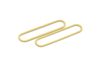 Pirinç Oval Charm, 24 Ham Pirinç Oval Charm, Küpe Charm'ları, Bağlantı Parçaları (47x11x0,80 mm) A5618
