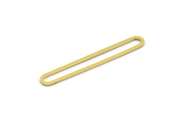 Pirinç Oval Charm, 24 Ham Pirinç Oval Charm, Küpe Charm'ları, Bağlantı Parçaları (42x5,5x0,80 mm) A5619