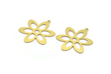 Brass Flower Charm, 8 Raw Brass Flower Shaped Charms With 1 Loop, Findings (33.5x28.5x0.60mm) A5668