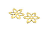 Brass Flower Charm, 8 Raw Brass Flower Shaped Charms With 1 Loop, Findings (33.5x28.5x0.60mm) A5668