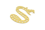 Brass Snake Charm, 2 Raw Brass Snake Pendants With 1 Loop, Charms, Findings (43x38x0.60mm) A5670
