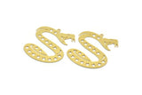 Brass Snake Charm, 2 Raw Brass Snake Pendants With 1 Loop, Charms, Findings (43x38x0.60mm) A5670