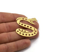 Brass Snake Charm, 2 Raw Brass Snake Pendants With 1 Loop, Charms, Findings (43x38x0.60mm) A5670