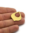 Brass Drop Charm, 6 Raw Brass Drop Charms With 1 Hole, Earrings, Findings (35x26x0.80mm) A5658