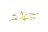 Brass Bird Charm, 24 Raw Brass Bird Shaped Charms With 1 Loop (16x31x0.60mm) A5652