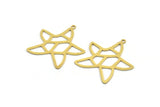 Brass Sea Star Charm, 8 Raw Brass Sea Star Charms With 1 Loop (34x31x0.60mm) A5693