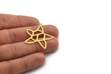 Brass Sea Star Charm, 8 Raw Brass Sea Star Charms With 1 Loop (34x31x0.60mm) A5693