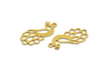 Brass Bird Charm, 24 Raw Brass Peacock Shaped Charms With 1 Loop (21x10x0.60mm) A5680