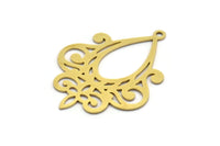 Pirinç Damla Tılsımı, 1 Halkalı 6 Ham Pirinç Damla Tılsımı, Küpe Parçaları (37,5x28x0,60 mm) A5685