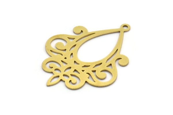 Pirinç Damla Tılsımı, 1 Halkalı 6 Ham Pirinç Damla Tılsımı, Küpe Parçaları (37,5x28x0,60 mm) A5685