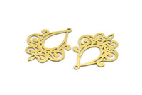 Pirinç Damla Tılsımı, 1 Halkalı 6 Ham Pirinç Damla Tılsımı, Küpe Parçaları (37,5x28x0,60 mm) A5685