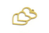 Brass Heart Charm, 12 Raw Brass Heart Shaped Charms With 1 Loop, Findings, Pendants (29x18x0.80mm) A5694