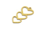 Brass Heart Charm, 12 Raw Brass Heart Shaped Charms With 1 Loop, Findings, Pendants (27.5x14x0.80mm) A5695