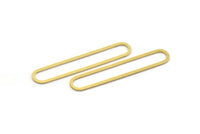Brass Oval Charm, 24 Raw Brass Oval Charms, Earring Charms, Connectors (45x8x0.80mm) A5620
