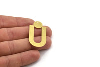 Brass Charm, 4 Raw Brass, Brass Pendants, Charm Pendants, Brass U Shaped Charms With 1 Hole (43x22x0.80mm) A5651