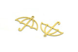 Brass Umbrella Charm, 24 Raw Brass Umbrella Shaped Charms With 1 Loop, Findings (23x24x0.60mm) A5688