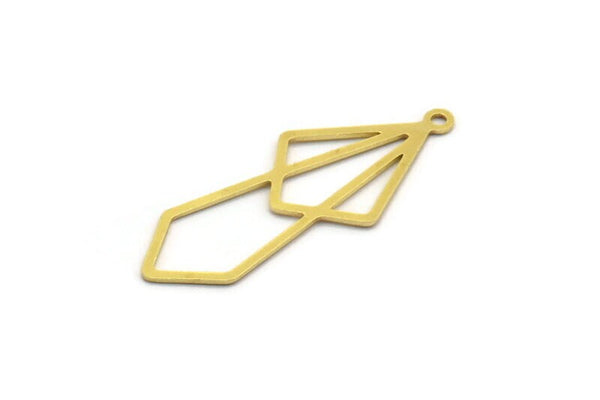 Brass Diamond Charm, 24 Raw Brass Diamond Shaped Charms With 1 Loop, Pendant Findings (36x14x0.60mm) A5646
